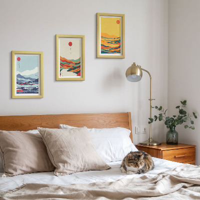 Juego de 3 cuadros decorativos Paisajes abstractos y coloridos de montañas y ríos