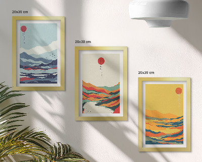 Juego de 3 cuadros decorativos Paisajes abstractos y coloridos de montañas y ríos