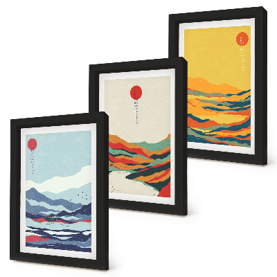 Juego de 3 cuadros decorativos Paisajes abstractos y coloridos de montañas y ríos