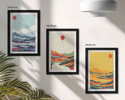 Juego de 3 cuadros decorativos Paisajes abstractos y coloridos de montañas y ríos