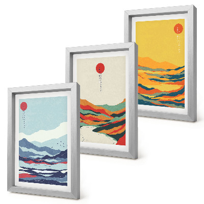 Juego de 3 cuadros decorativos Paisajes abstractos y coloridos de montañas y ríos