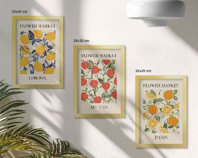 Tríptico enmarcado Carteles florales en Londres, Milán y París.