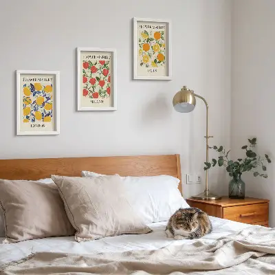 Tríptico enmarcado con carteles florales de Londres, Milán y París