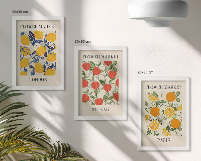 Tríptico enmarcado Carteles florales en Londres, Milán y París.