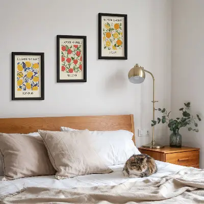 Tríptico enmarcado con carteles florales de Londres, Milán y París