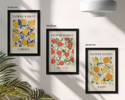 Tríptico enmarcado Carteles florales en Londres, Milán y París.