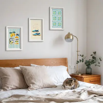 Juego de 3 cuadros decorativos con motivos de patrones frutales y elementos de la cultura italiana