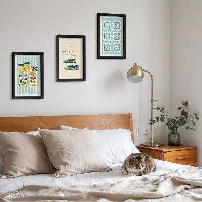Juego de 3 cuadros decorativos con motivos de patrones frutales y elementos de la cultura italiana