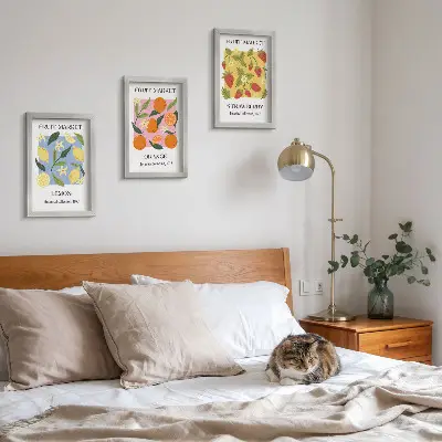 Juego de 3 cuadros decorativos con diseño de frutas de limones, naranjas y fresas