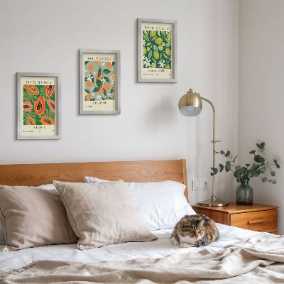 Juego de 3 cuadros decorativos Pósteres vintage con estampados de frutas