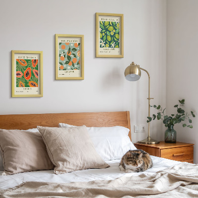 Juego de 3 cuadros decorativos Pósteres vintage con estampados de frutas