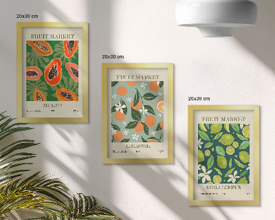 Juego de 3 cuadros decorativos Pósteres vintage con estampados de frutas
