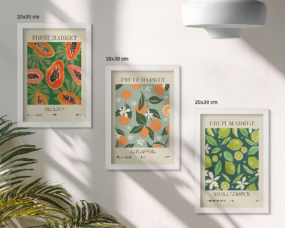 Juego de 3 cuadros decorativos Pósteres vintage con estampados de frutas
