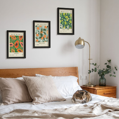Juego de 3 cuadros decorativos Pósteres vintage con estampados de frutas