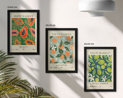 Juego de 3 cuadros decorativos Pósteres vintage con estampados de frutas