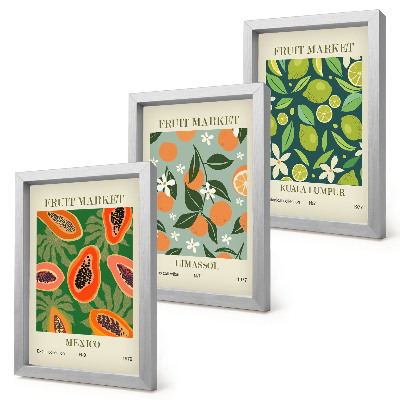 Juego de 3 cuadros decorativos Pósteres vintage con estampados de frutas