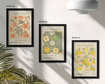 Tríptico enmarcado Diseños de carteles de frutas al estilo retro