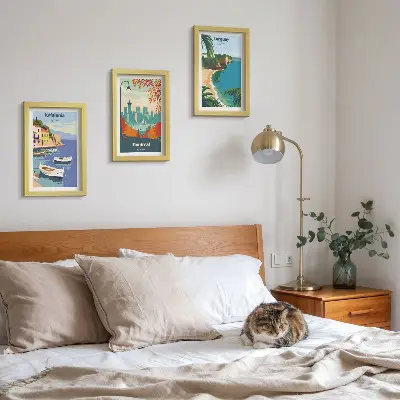 Juego de 3 cuadros decorativos con paisajes urbanos y naturales de Grecia, Canadá y Australia