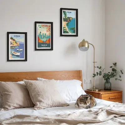 Juego de 3 cuadros decorativos con paisajes urbanos y naturales de Grecia, Canadá y Australia