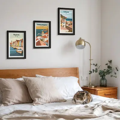 Juego de 3 cuadros decorativos con vistas de ciudades costeras y portuarias europeas