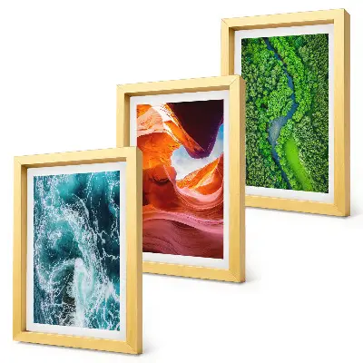 Juego de 3 cuadros decorativos con paisaje de agua en movimiento en el cañón y naturaleza de bosque verde