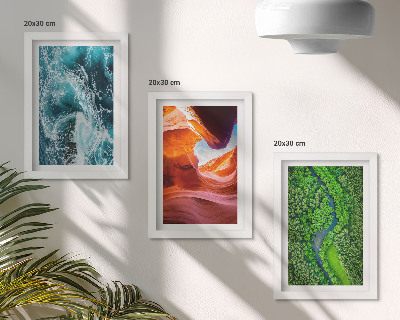 Juego de 3 cuadros decorativos Agua en movimiento en el cañón y naturaleza de bosque verde