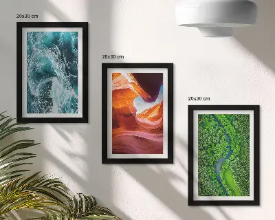 Juego de 3 cuadros decorativos con paisaje de agua en movimiento en el cañón y naturaleza de bosque verde