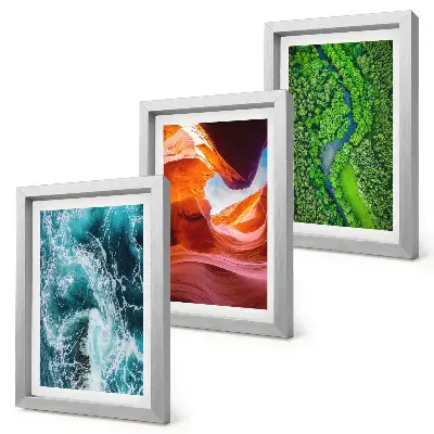 Juego de 3 cuadros decorativos con paisaje de agua en movimiento en el cañón y naturaleza de bosque verde