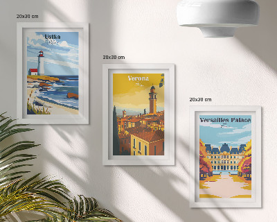Tríptico enmarcado Vistas de lugares famosos junto al mar y en las ciudades.