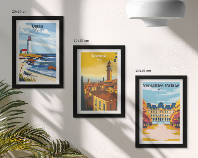 Tríptico enmarcado Vistas de lugares famosos junto al mar y en las ciudades.