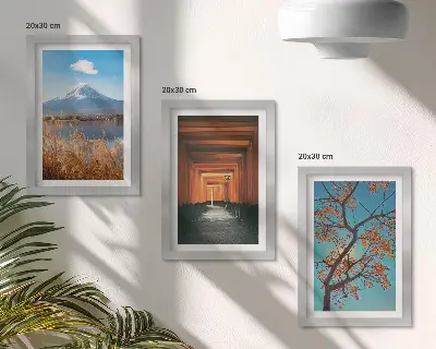Tríptico de paisajes japoneses naturaleza y arquitectura de Asia enmarcado