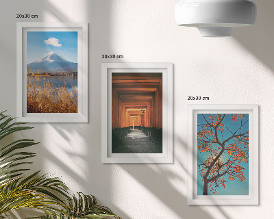 Tríptico enmarcado Paisajes japoneses, naturaleza y arquitectura de Asia