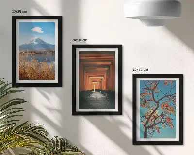 Tríptico de paisajes japoneses naturaleza y arquitectura de Asia enmarcado