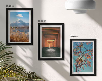 Tríptico enmarcado Paisajes japoneses, naturaleza y arquitectura de Asia