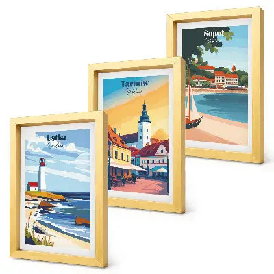 Tríptico enmarcado vistas de ciudades polacas Ustka Tarnów Sopot
