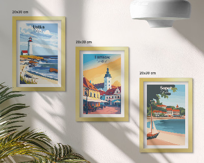 Tríptico enmarcado Vistas de las ciudades polacas Ustka Tarnów Sopot