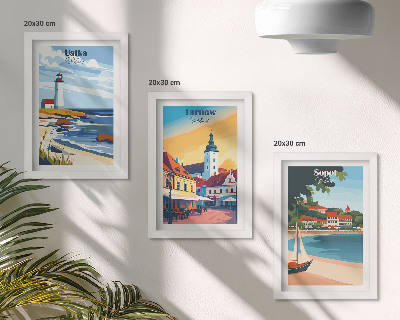 Tríptico enmarcado Vistas de las ciudades polacas Ustka Tarnów Sopot