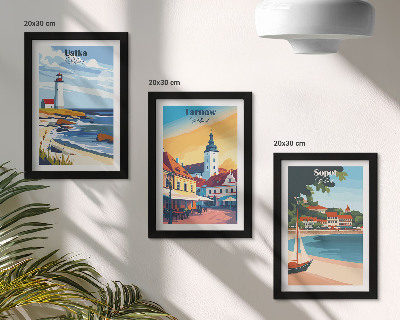 Tríptico enmarcado Vistas de las ciudades polacas Ustka Tarnów Sopot