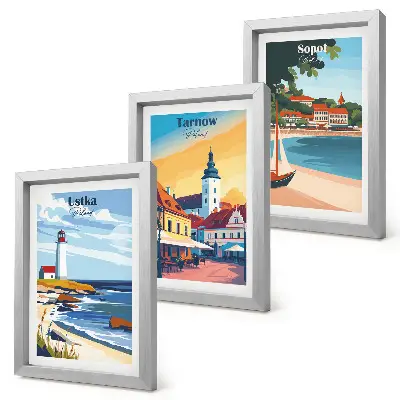 Tríptico enmarcado vistas de ciudades polacas Ustka Tarnów Sopot