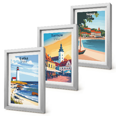 Tríptico enmarcado Vistas de las ciudades polacas Ustka Tarnów Sopot