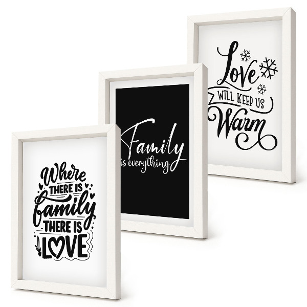 Tríptico enmarcado Familia, amor, calidez, hogar, citas inspiradoras