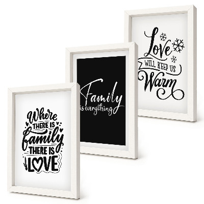 Tríptico enmarcado Familia, amor, calidez, hogar, citas inspiradoras