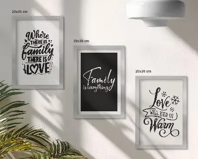 Tríptico enmarcado con frases inspiradoras sobre la familia y el hogar