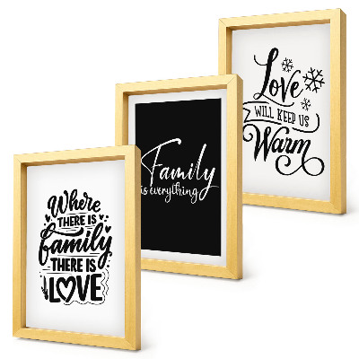 Tríptico enmarcado Familia, amor, calidez, hogar, citas inspiradoras