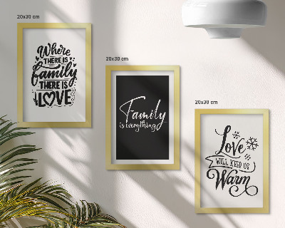 Tríptico enmarcado Familia, amor, calidez, hogar, citas inspiradoras