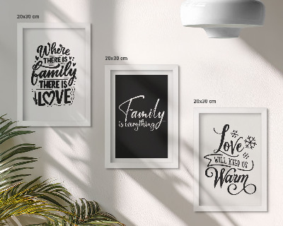 Tríptico enmarcado Familia, amor, calidez, hogar, citas inspiradoras