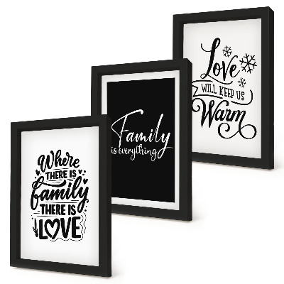 Tríptico enmarcado Familia, amor, calidez, hogar, citas inspiradoras