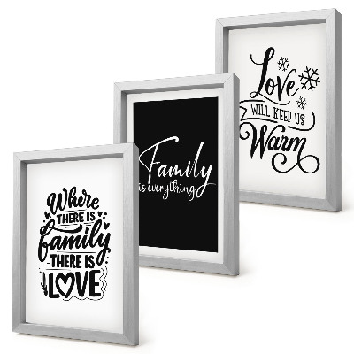 Tríptico enmarcado Familia, amor, calidez, hogar, citas inspiradoras