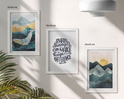 Juego de 3 cuadros decorativos Paisajes de montaña abstractos con inscripciones inspiradoras