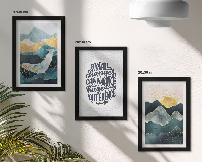 Juego de 3 cuadros decorativos Paisajes de montaña abstractos con inscripciones inspiradoras